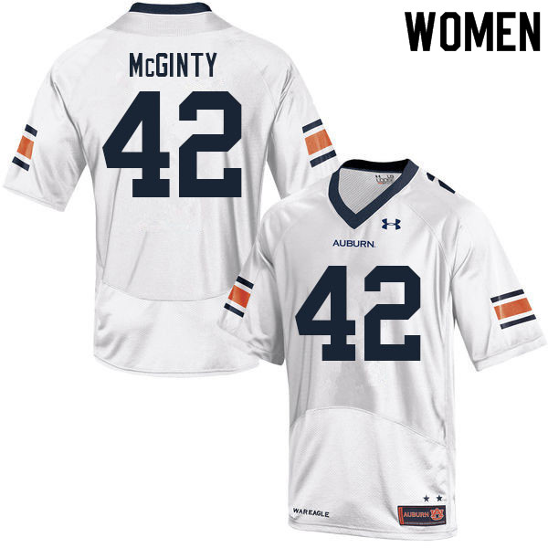 Women #42 Joey McGinty Auburn Tigers College Football Jerseys Sale-White - Click Image to Close